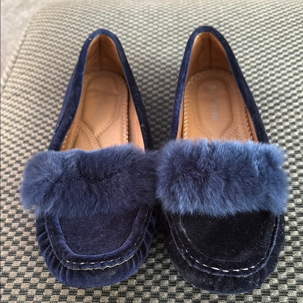 Forever Young Blue Plush Loafers Flats